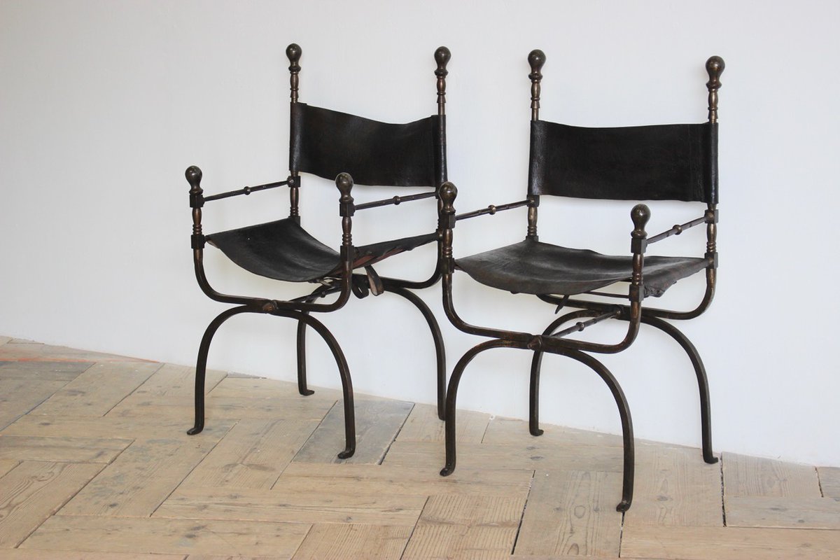 Pair of 19th century Spanish Leather & Wrought Metal Folding Chairs

See more here-bit.ly/2UuuQqL

#leatherchairs #antiquechairs #foldingchairs #antiquefurniture #interiordesign #decor #homedecor