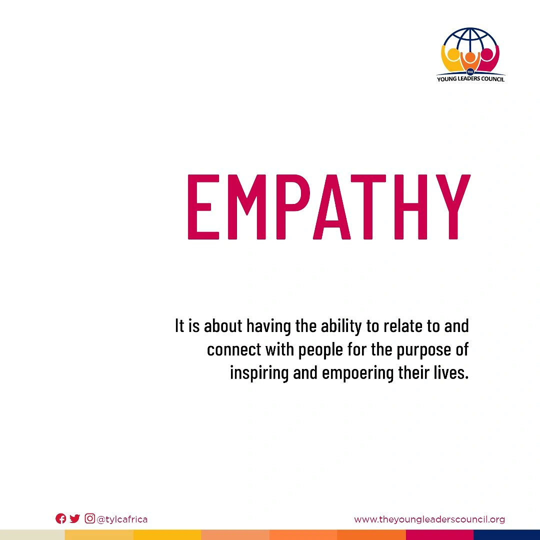 tylcafrica's tweet photo. Leadership is about Empathy. 
You want to be a great leader? 
Be Empathetic.

#tylcafrica #tylc #youngleaders #leadershipcharacter #leadershipprogram #thurddaymorning #thursdaymood https://t.co/p6DOybJyYg