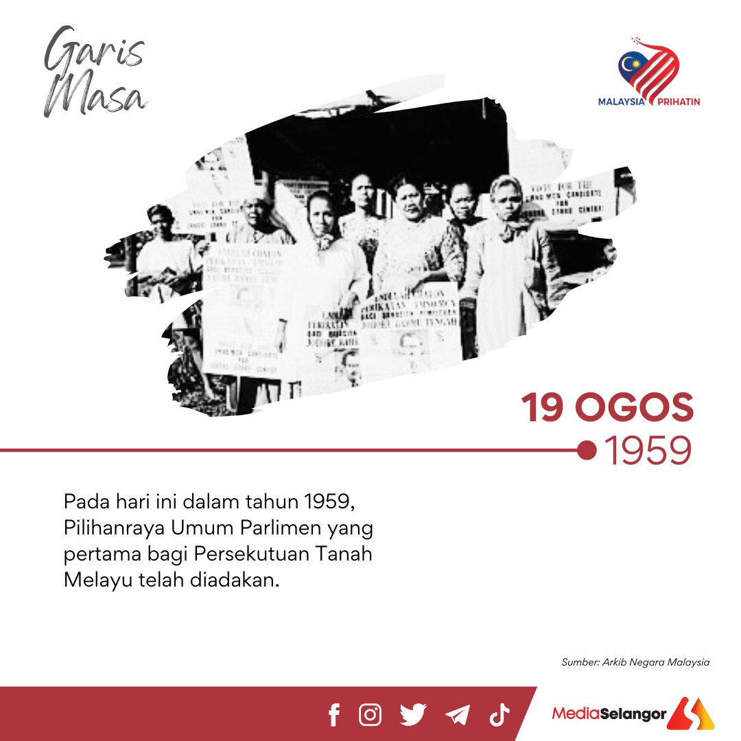 Media Selangor Na Twitteru Pada 19 Ogos 1959 Pilihanraya Umum Parlimen Pertama Persekutuan Tanah Melayu Diadakan Pilihan Raya Itu Menyaksikan Kenaikan Peratus Pengundi Bagi Tiap Kaum Iaitu 57 Bagi Pengundi Melayu 30