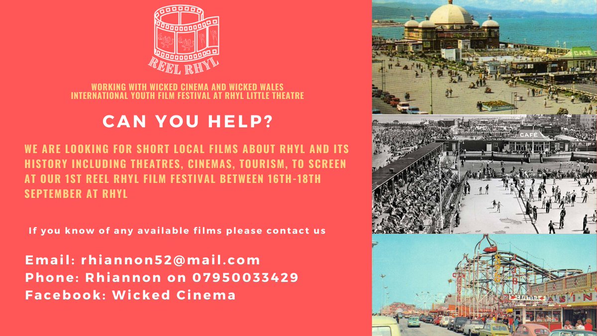 FilmWicked's tweet image. 📢Can You Help?

Reel Rhyl is a new cinema project dedicated to sharing the past of Rhyl and the surrounding areas.

If anyone has any films or photographs from Rhyl's past and they would like to exhibit them please get in touch

Contact details are below👇