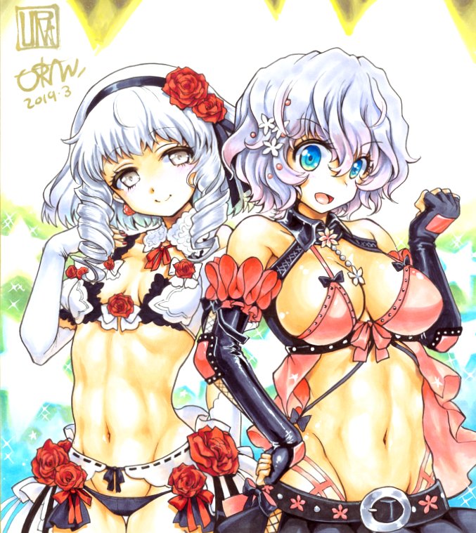 今日の色紙333日目
リング☆ドリームの #姫小路由樹 #ラズベリー咲川 
毎回女性らしい柔らかな腹筋を強調して欲しいとのご要望で難しくもあり楽しい案件です。
(2枚目のはスキャンしてなかった頃なので写真です。)

#描いた色紙なるべく毎日アップする
#コピック #アナログ絵 #リングドリーム 