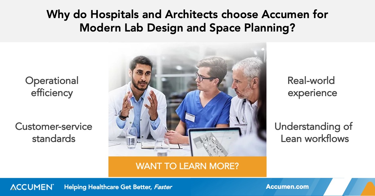 AccumenInc's tweet image. Is your hospital lab experiencing frequent regulatory requirement changes? Or not having enough space for new technology &amp;amp; equipment? Find out how Accumen's #labplanning approach can help boost efficiency. hubs.ly/H0VdFv20 #healthtechnology