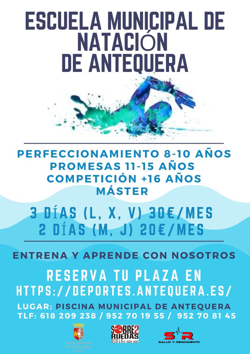 ATQDeporte's tweet photo. 📣El teniente de alcalde delegado de Deportes, Juan Rosas Gallardo, ha presentando hasta tres propuestas, centradas en natación:

✅Escuela Municipal de Natación 
✅Clases de Natación con Monitor 
✅Natación Terapéutica y Preventiva 

ℹ️ En imagen, información de cada actividad https://t.co/gzJBKQiCfX