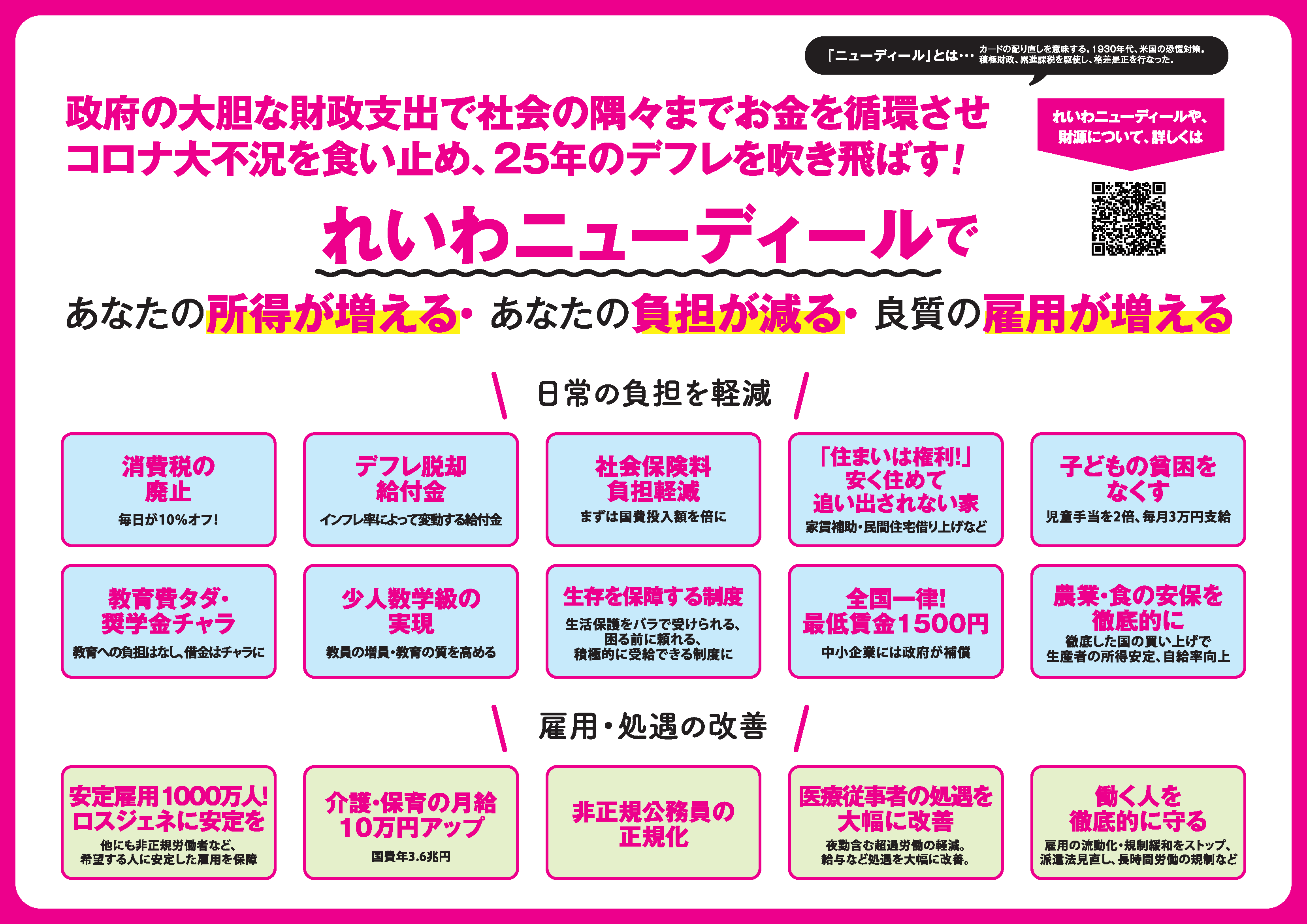 れいわ 山本太郎 消費税廃止 住まいは権利 チラシできました れいわ新選組 衆院選マニフェスト れいわニューディール の一部がチラシになりました れいわニューディール で 社会の隅々まで お金を循環させ コロナ大不況を食い止め 25