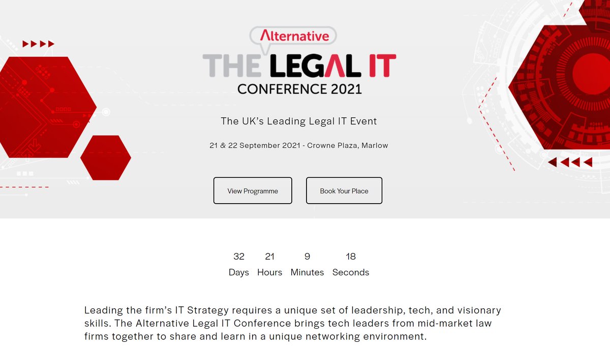 𝐓𝐡𝐞 𝐜𝐨𝐮𝐧𝐭𝐝𝐨𝐰𝐧 𝐢𝐬 𝐨𝐧!! Are you a law firm IT director or CIO? This Legal IT Conference is designed for you. Fortem is proud to be sponsoring this year's event. 
Have you booked your place?
lnkd.in/dKsfJhK
#LegalITConference2021 #lawtech #legaltech #legalit
