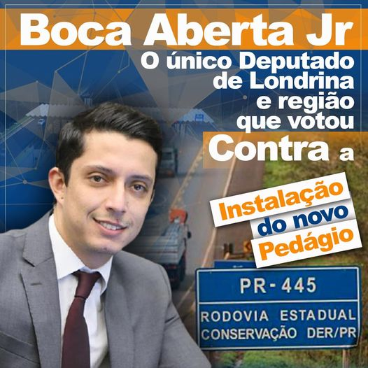 bocaabertajr's tweet photo. Único Deputado de Londrina e região que votou NÃO ao novo pedágio da PR-445. https://t.co/nTDaCf8a9B