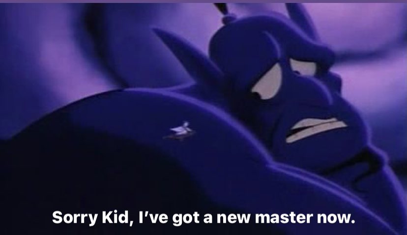 twtmpodcast's tweet image. The Disney Genie when he found out he’s working for Chapek…#DisneyGenie