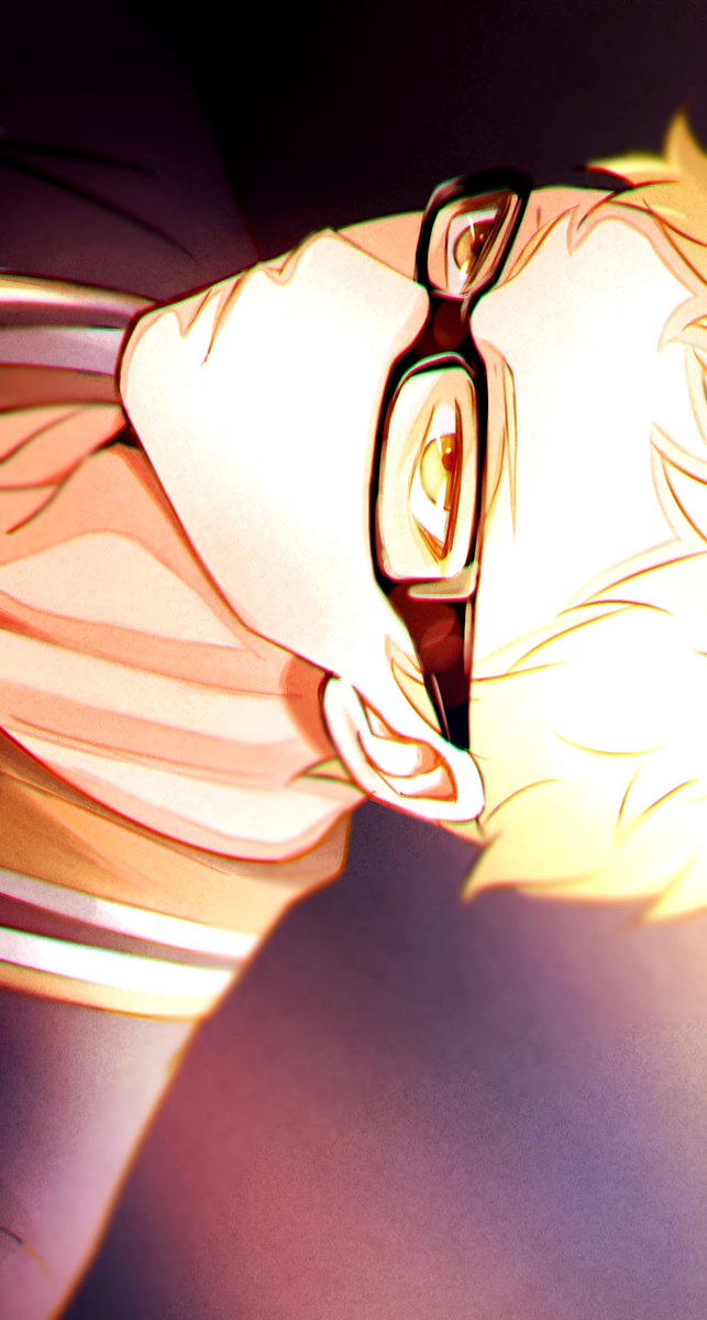 1boy male focus solo glasses blonde hair short hair yellow eyes  illustration images