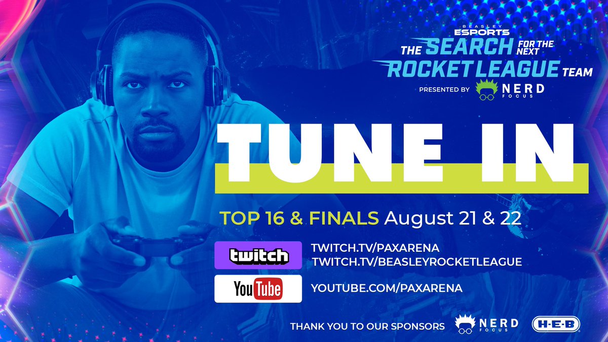 🚨Set your alarms🚨 The top 16 teams left in #TheSearch play Saturday starting at 1PM EST/12PM CT and the remaining teams will battle for a contract Sunday at 1PM EST/12PM CT! 🚀⚽️

twitch.tv/paxarena
twitch.tv/beasleyrocketl…
YouTube.com/paxarena

#RocketLeague #RLCS