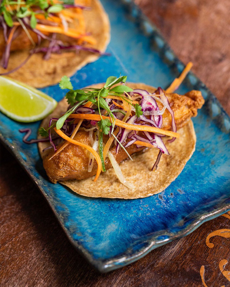 Our Baja Fish Tacos, beloved by taco aficionados and newbies alike! 🎣 Beer-battered cod, morita mayonnaise, and a crisp, fresh slaw. 🥬 One of life's simple pleasures.