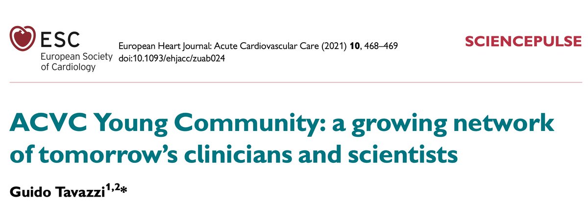 ACVCPresident's tweet photo. ACVC Young Community: a growing network of tomorrow’s clinicians and scientists 

- be part of the future of our association!
- check out the Sciencepulse article in @ESC_Journals #EHJACVC

https://t.co/e6i19wvb1F https://t.co/lJ4fukR1xK