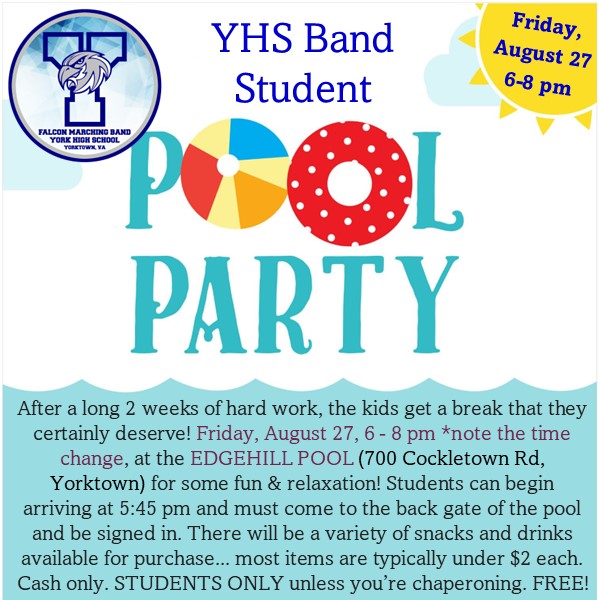 YorkFalconBands's tweet photo. Students must RSVP on the list in the band room by Thursday, 8/26 . We are looking for 8 chaperones to help out while we are there. If you are able to attend and help chaperone, please sign up on the Band Camp SignUpGenius. #YHSFalconBand #yhsfalconguard #YHSFalconBandAides https://t.co/UKAtyFO6T1