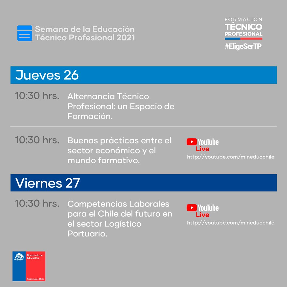 CFTLotaArauco1's tweet photo. Participa de las actividades que el Ministerio de Educación ha organizado para celebrar la Semana de la Educación Técnico Profesional 2021.
Conéctate a través de https://t.co/bYEiJ3iT2P
#CFTLA #ElCFTdelaUdeC #EmprendeconTécnica #EligeSerTP #mineduc #SemanaTP https://t.co/yRepTOWUXQ