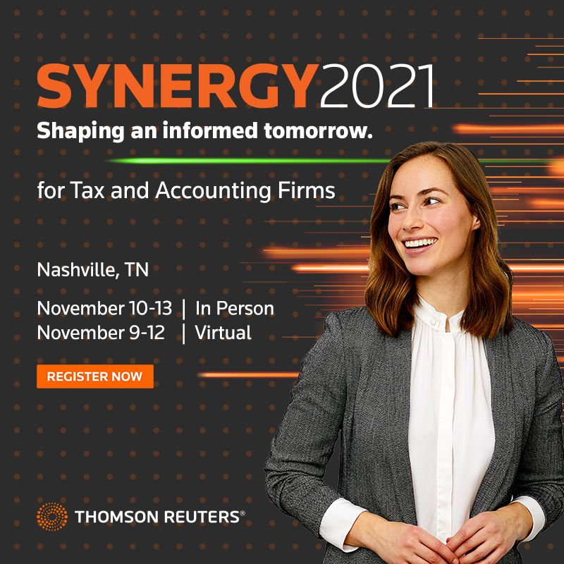 TRTaxAccounting's tweet photo. SYNERGY 2021 is November 10-13 In-Person or November 9-12 Virtually. And YOU'RE invited to the leading edge tax and accounting event. Will we see you there? Register today: https://t.co/0b6B44iq6O https://t.co/AkeBwggrkZ