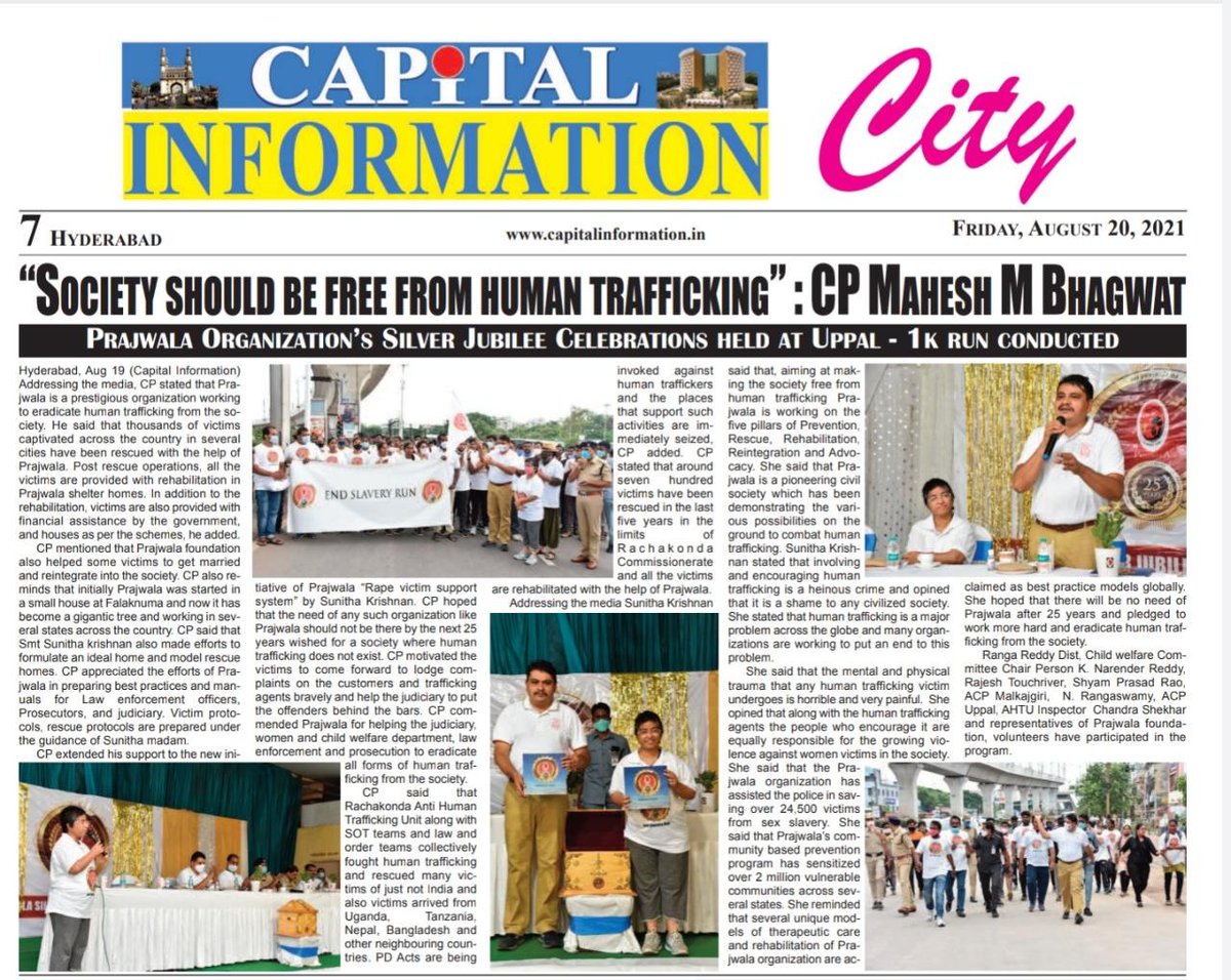 Rachakonda Police (@rachakondacop) on Twitter photo Today <a href="/prajwala_india/">Prajwala,India</a> Silver Jubilee Celebrations were held at Uppal. #CP_RCK Sri #Mahesh_Bhagwat_IPS has flagged off #1KRun & said society should be free from #HumanTrafficking. <a href="/TelanganaDGP/">DGP TELANGANA POLICE</a> <a href="/TelanganaCOPs/">Telangana Police</a>
 <a href="/cyberabadpolice/">Cyberabad Police</a> <a href="/hydcitypolice/">Hyderabad City Police</a> @TSAHTofficial 
 @ts_womensafety Today <a href="/prajwala_india/">Prajwala,India</a> Silver Jubilee Celebrations were held at Uppal. #CP_RCK Sri #Mahesh_Bhagwat_IPS has flagged off #1KRun & said society should be free from #HumanTrafficking. <a href="/TelanganaDGP/">DGP TELANGANA POLICE</a> <a href="/TelanganaCOPs/">Telangana Police</a>
 <a href="/cyberabadpolice/">Cyberabad Police</a> <a href="/hydcitypolice/">Hyderabad City Police</a> @TSAHTofficial 
 @ts_womensafety