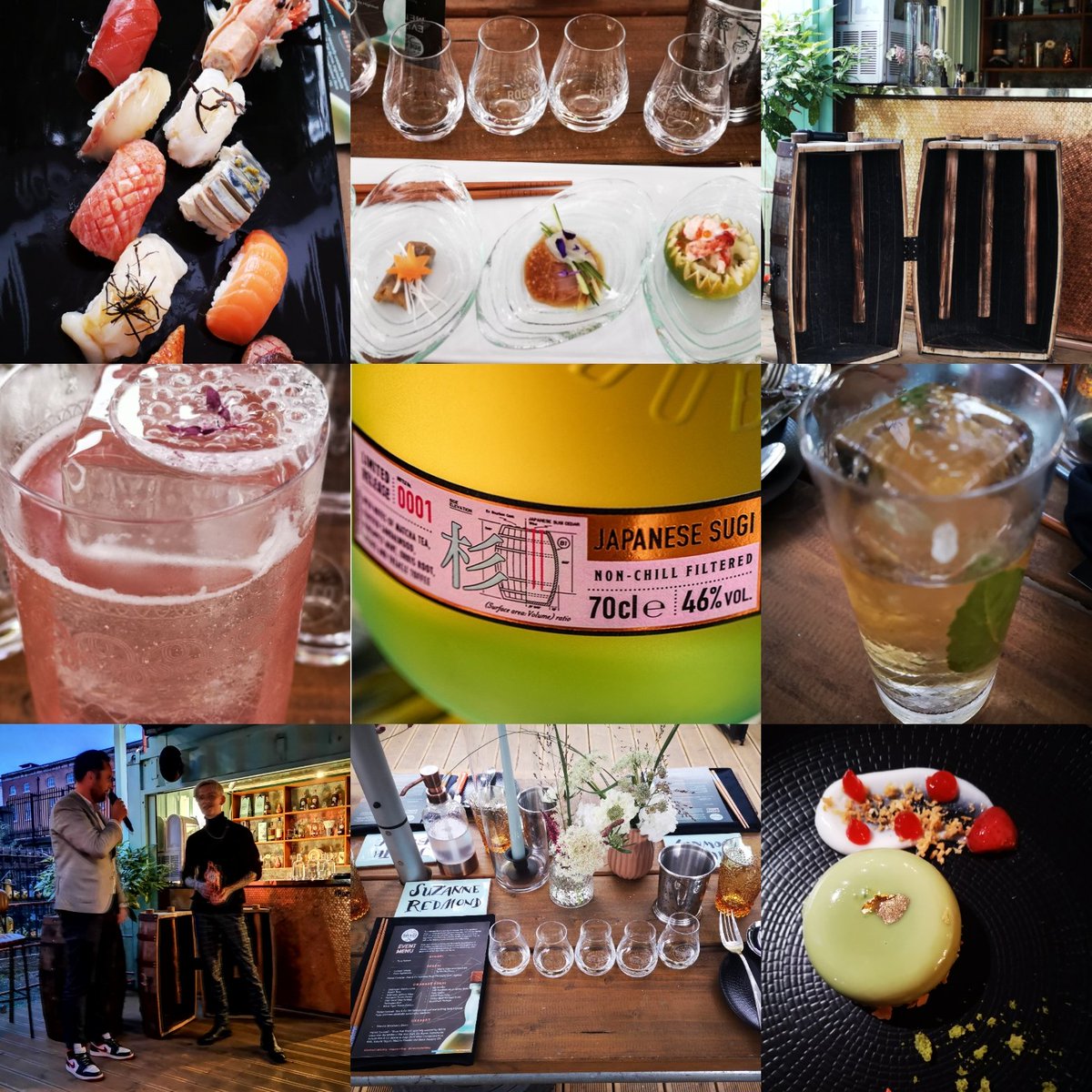 A beautiful evening was had yesterday, at the launch of an intriguing new whiskey finished with #JapaneseSugi staves to give a very unique profile  #MatsuRamen was also in the house to pair his sumptuous sushi with the latest #RoeAndCo cocktails