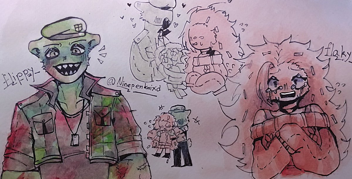 ninepankaixd's tweet photo. ไปวาดเพิ่มมาค่ะ ปรากฎว่าเน่ากว่าเดิม5555555 #happytreefriends #filppy #flaky https://t.co/20lBIGZojs