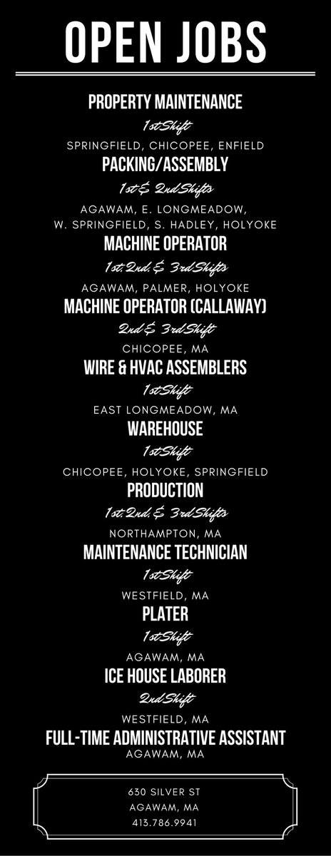 ReliableTemps's tweet image. Looking for work? We're #hiring ! Immediate positions available. Call 413-786-9941 for more information!