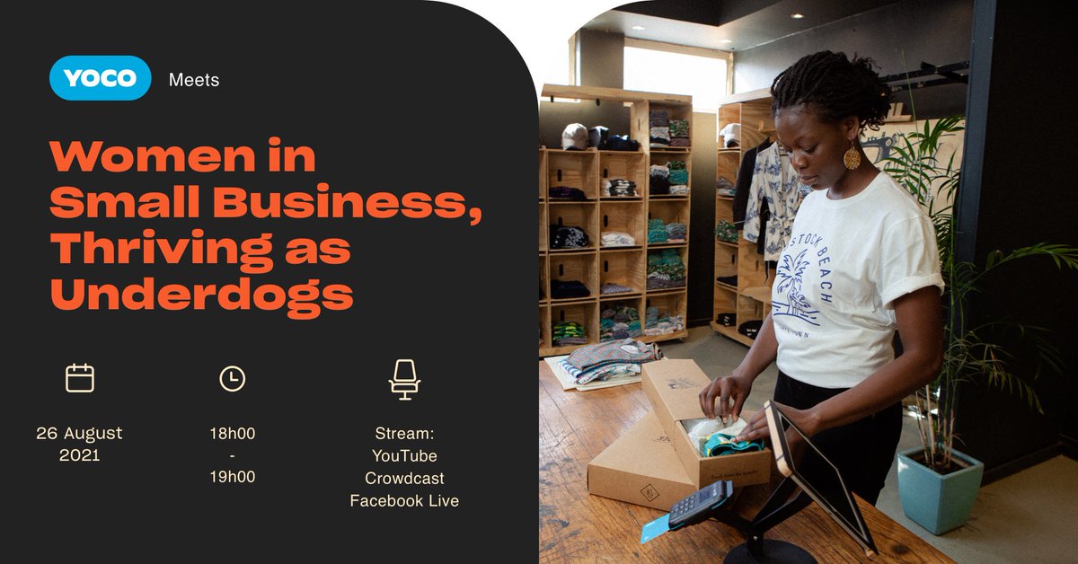 Yoco_ZA's tweet photo. Join us for our next #YocoMeets Women in Small Business, Thriving as Underdogs 👩‍💻

Connect with and learn from passionate entrepreneurs, women who've embraced their journey as underdogs in business, and are beating the odds. Book your free spot here: https://t.co/3MMhxsFjjx https://t.co/3UP0cPoImK