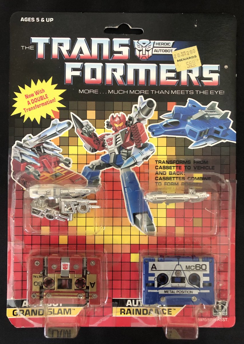 Grand slam and Raindance were Autobot cassettes that came out later in the #Transformers toyline, and were not as popular as Frenzy/Rumble/Ravage/Laserbeak, etc, but they were still very cool designs. 👍