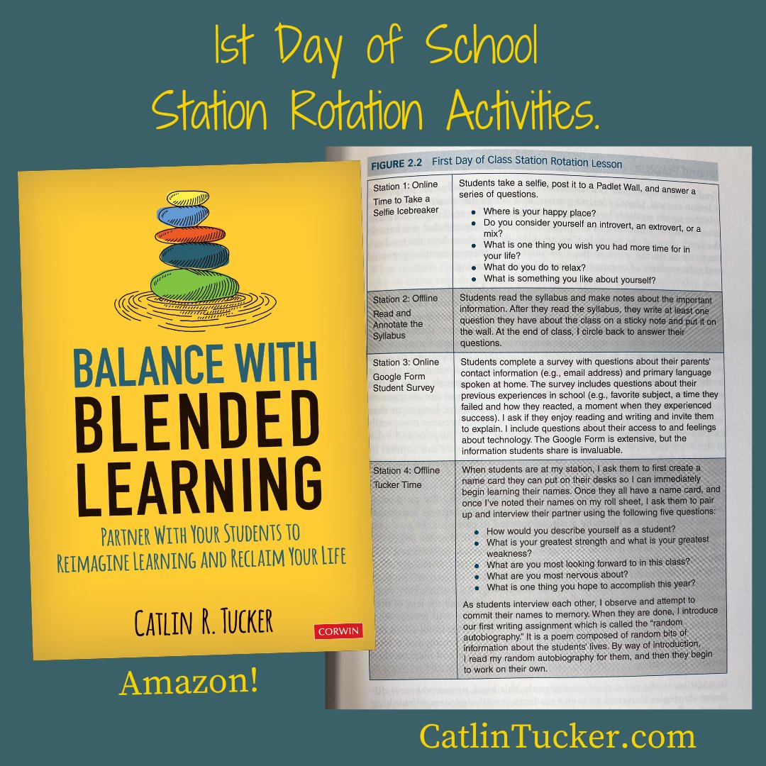 Catlin_Tucker's tweet photo. My 1st day of school station rotation featured in Balance w/#BlendedLearning. It was a fun way to shift the focus from me to my students. Hope they help #teachers prepare for #BacktoSchool2021!
https://t.co/2XlJvbUC5z
https://t.co/PSdbnz7z87
https://t.co/HljLyE8wDp
#edchat https://t.co/i1TiylrQFi