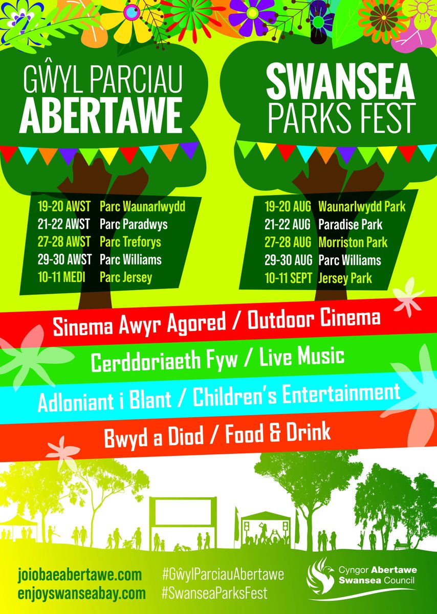 Some great family events in local parks this summer!! Starting with Waunarlwydd Park this weekend...a fun mix of kids activities, music and cinema all rolled into a great day out. Kids go free - adult tickets available..
visitswanseabay.com/events/swansea…