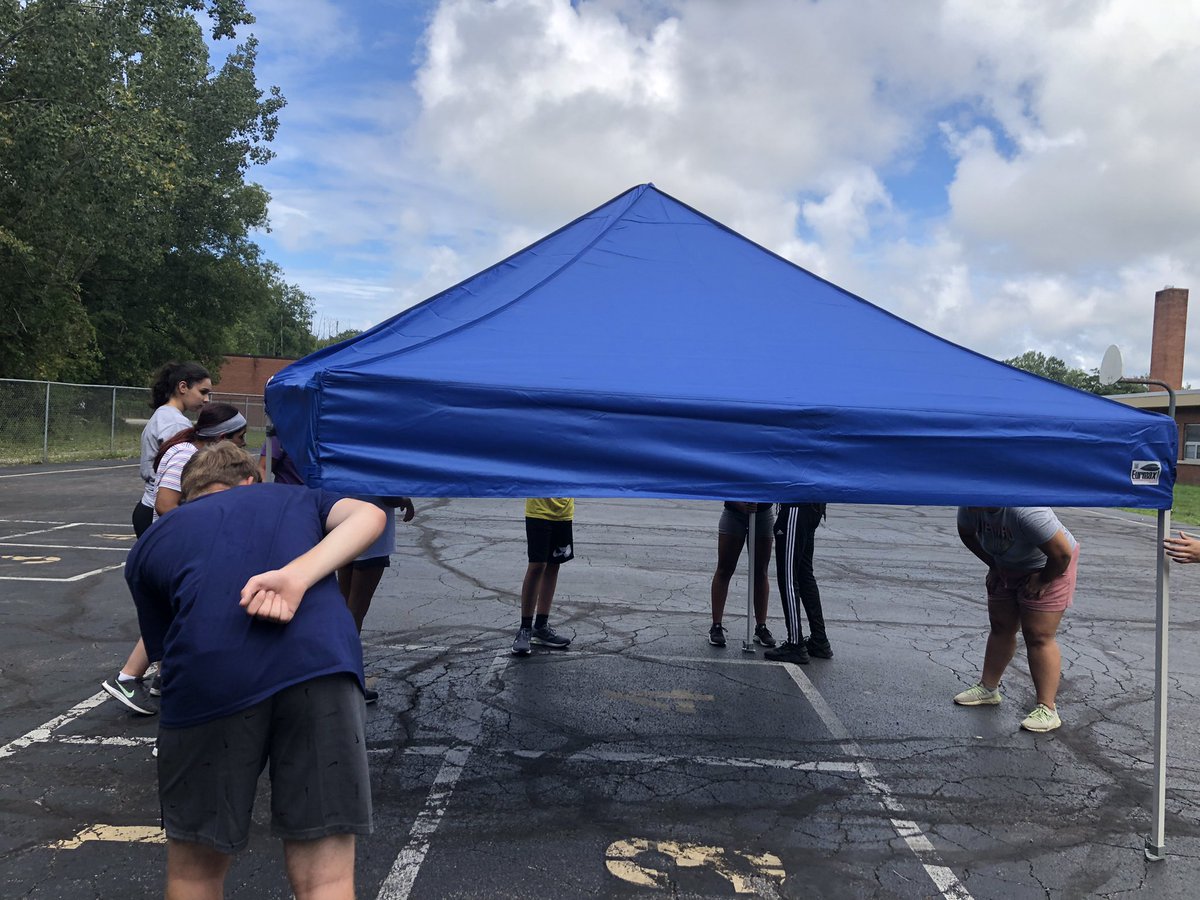 Clipper XC practicing putting up our shelter for meets and getting uniforms! 1st meet Monday!