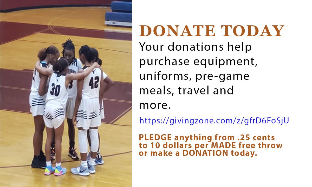 Kell Lady Longhorns Basketball will host its team wide Shoot-a-thon the week of September 6th! 

We are looking for sponsors for every MADE free throw. PLEDGE anything from .25 cents to 10 dollars per MADE free throw or make a DONATION today.

givingzone.com/z/gfrD6FoSjU