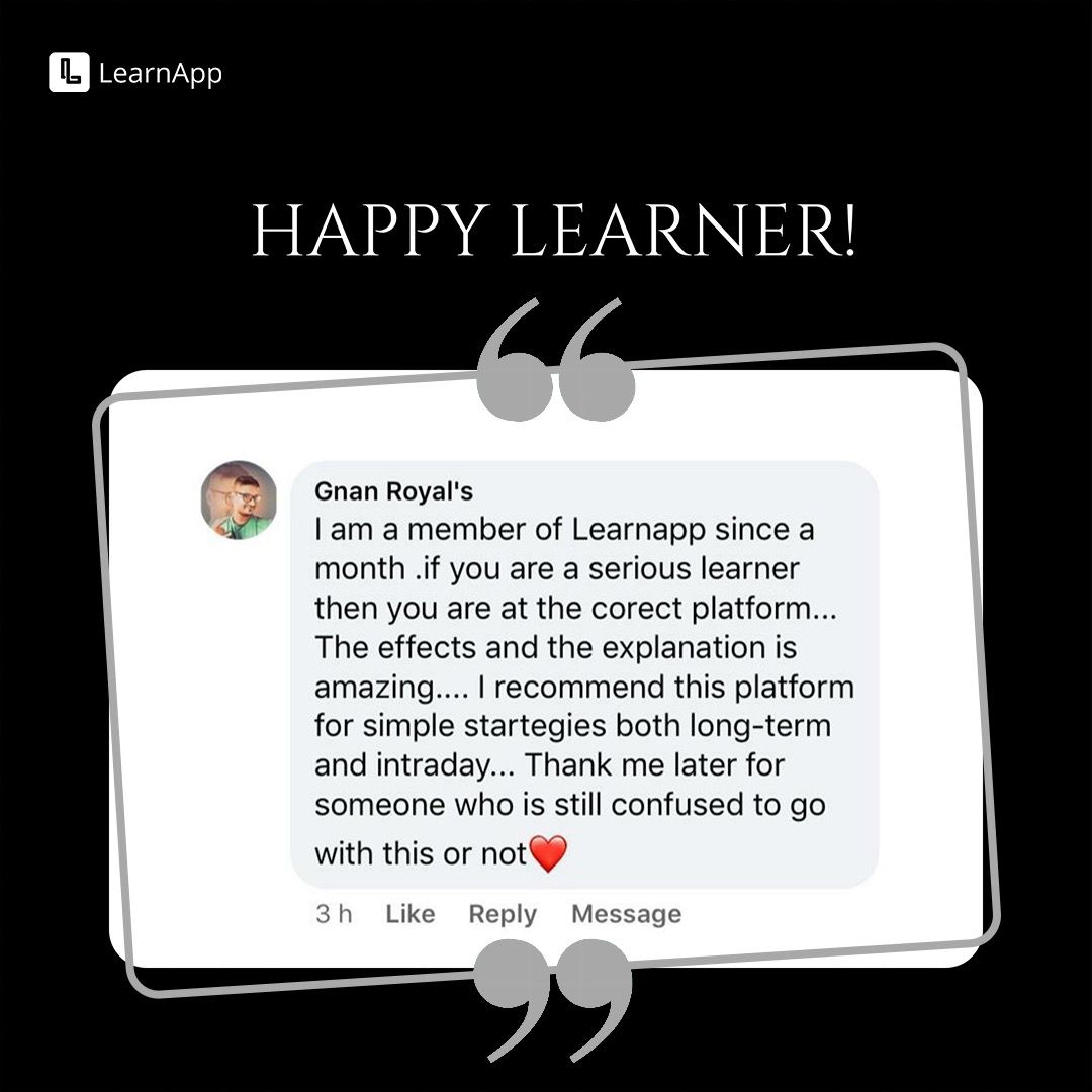 LearnappHQ's tweet photo. #happylearner
Gnan enjoys watching long-term and intraday strategy courses on LearnApp π
And comments like this make us happy π
#finance #Reviews #intradaytrading #trading #investing #learnapp https://t.co/jy5sZYdzOJ
