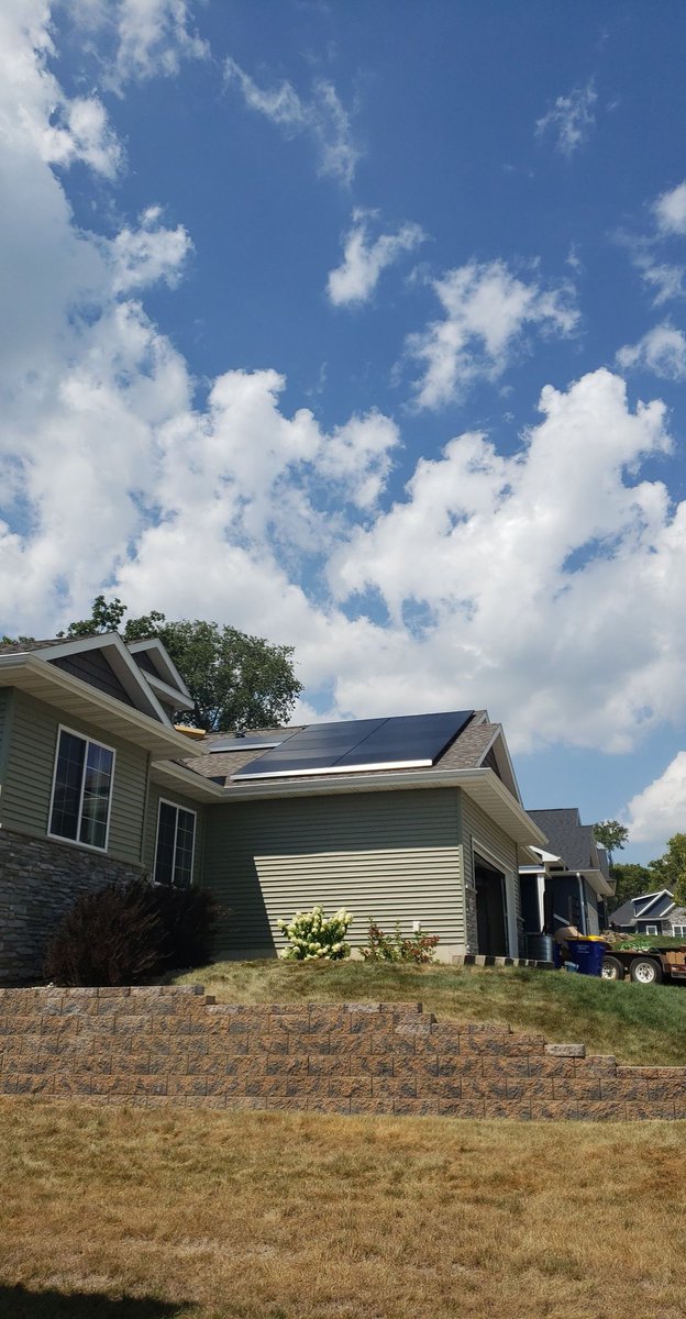 SarahThul's tweet photo. First house in the nation with #Tesla manufactured solar panels!! On #iowasolarday (yesterday)!! @elonmusk - could we get an EV or 2 to celebrate?!? #sexiesthouseinthenation #moxieup #bestsolarcompany #teamsunshine #renewableenergy #sunnygirls #iowa #shineon https://t.co/7bpTo3QeIx