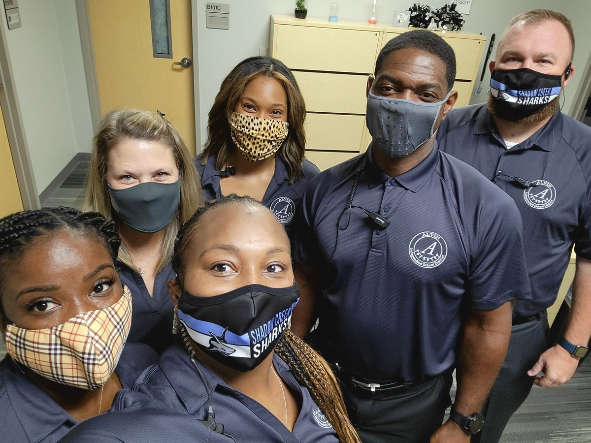 Shadow Creek Administrators with some selfie action after their rountine first day back reflection. We are ready to welcome to our Sharks back!! #FinsUp 💙🦈