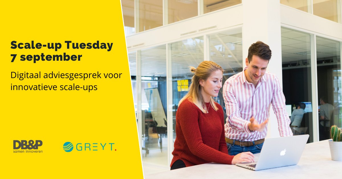 Advies over het aanpakken van (#funding)uitdagingen? Schrijf je in voor #ScaleupTuesday op 7 september. Samen met Greyt bespreken we tijdens dit adviesgesprek de #uitdagingen waar je als #scaleup tegenaan loopt. Schrijf je in voor een tijdvak naar keuze! bit.ly/3nFIH6t
