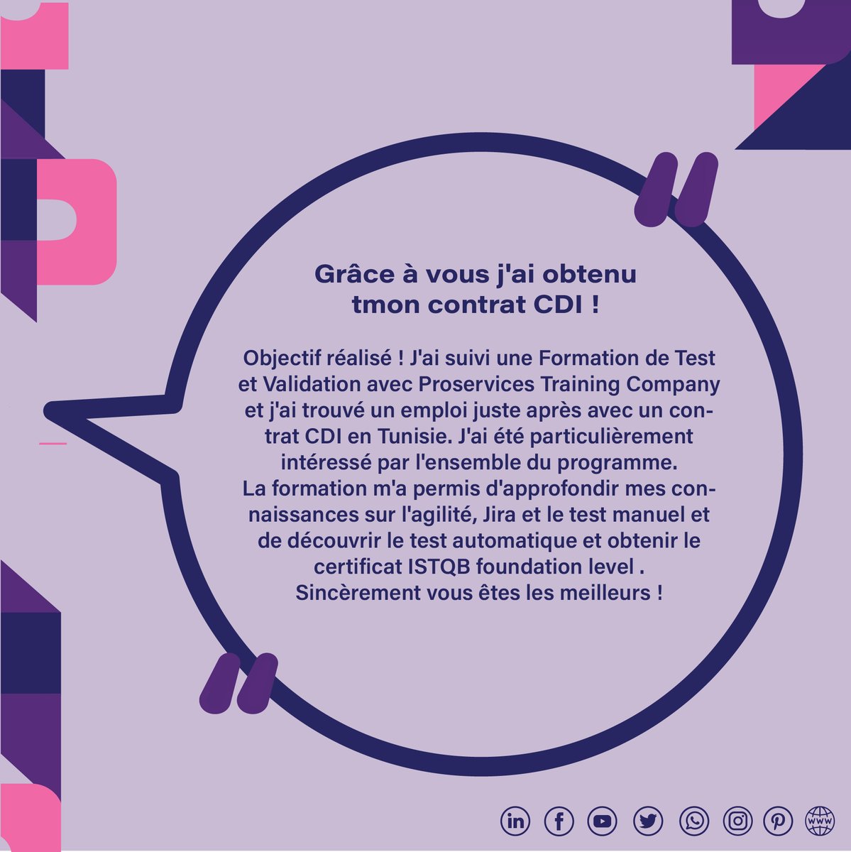 proservicetrai1's tweet image. #Témoignage
Jihad Lassoud a accompli sa formation en #test_et_validation avec #Proservices_Training_Company. Nous sommes ravis  parce qu&apos;il a voulu partager avec vous son expérience au sein de notre #cabinet_de_formation et comment il a trouvé un #CDI juste après la formation.