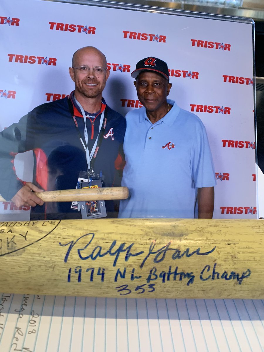 collectorfix's tweet photo. Fav moment at 2019 @nsccshow meeting Ralph Garr & him signing my RG model youth bat. He stared at it a bit & said, I haven’t seen one of these in a long time. 🤘🏻
This man should be discussed more in @Braves history y’all.
#ralphgarr #braves #ForTheA #baseball #mlb @yanxchick https://t.co/rvTZLApjXN