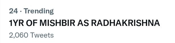 lybtsv's tweet photo. Y'all made it to trending list!🥺❤️

1YR OF MISHBIR AS RADHAKRISHNA

#MishBir #YehRishteyHainPyaarKe #RheaSharma #ShaheerSheikh https://t.co/O2GZWJYl1J