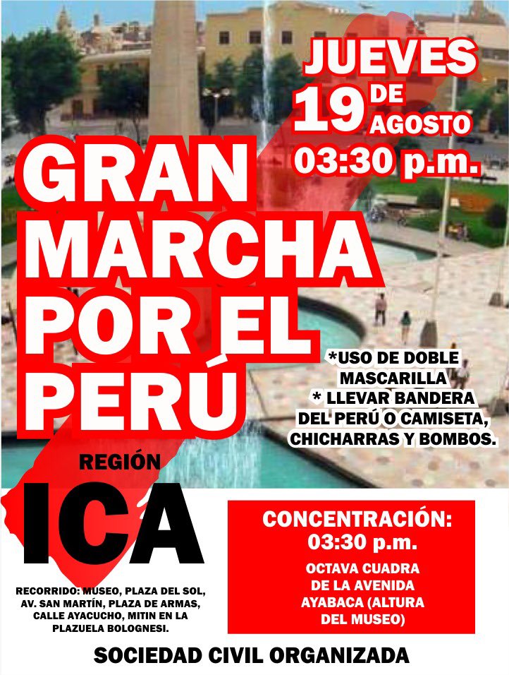 Hoy marcho en Ica. #FueraBellido #FueraImpresentables