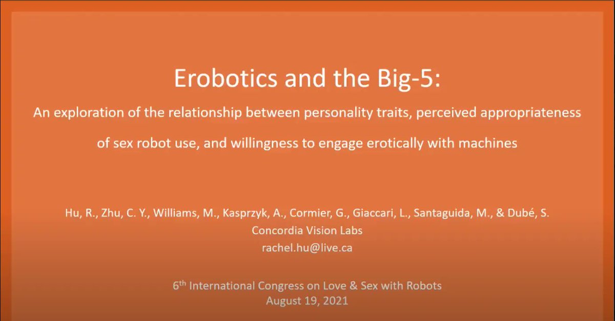 lovewithrobots's tweet photo. Congratulations to the young scholars who presented at #LSR2021's second ever rapid talks/brief communications!
Talks are recorded so you can catch up!
#Research #ScienceStudent #erobotics #SexRobots #big5 #personalitytraits https://t.co/HFgfLkzy7Q