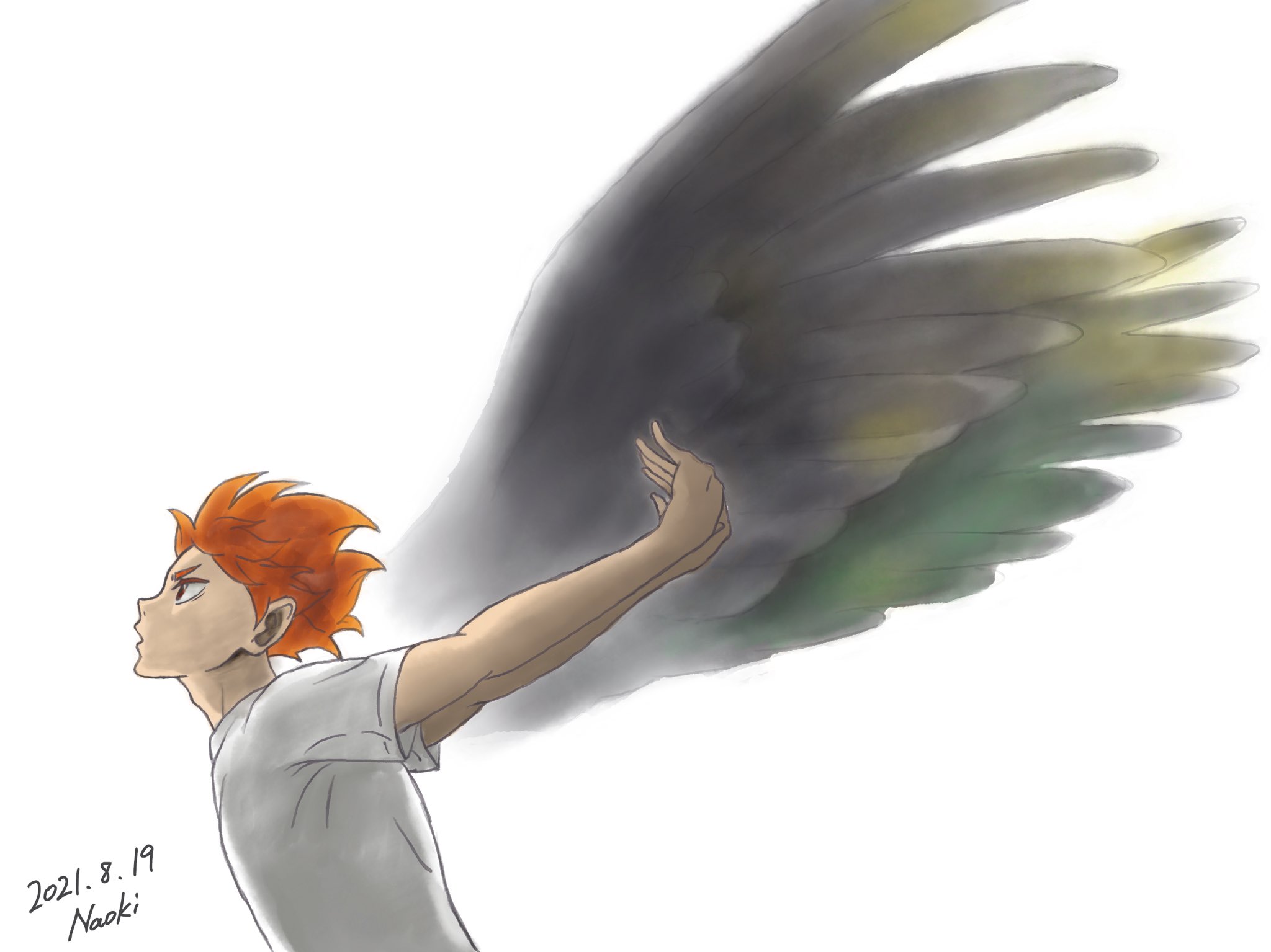 なおやん 今日はハイキューの日らしい 初めて知って慌てて日向描いた 時間なさすぎて元絵にグリッド引いてそれに沿って描写したから模写じゃないかも ギリギリのアップ ハイキュー 日向翔陽 イラスト 模写 漫画 マンガ イラスト Haikyu