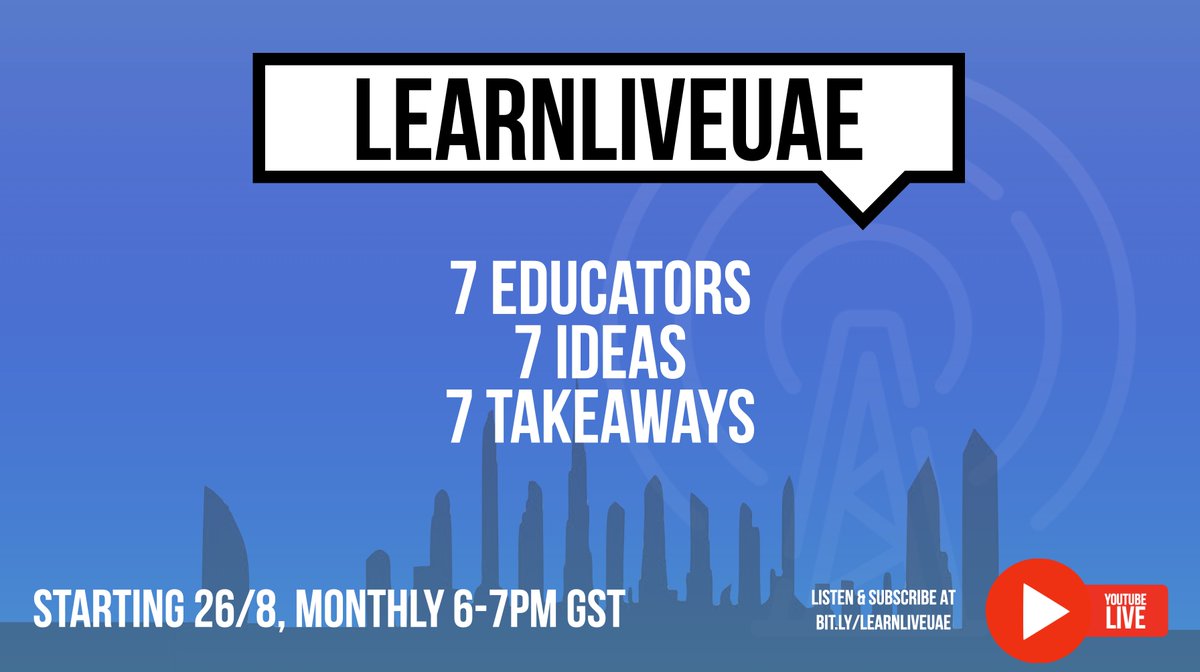 #LearnLiveUAE returns with a new format on 26/8 with myself and co-host <a href="/OLewis_coaching/">Olly Lewis</a>!

- 7 educators
- 7 ideas
- 7 takeaways

Want to share your idea? Watch this space for details on how to sign and share #edchatMENA #collabUAE