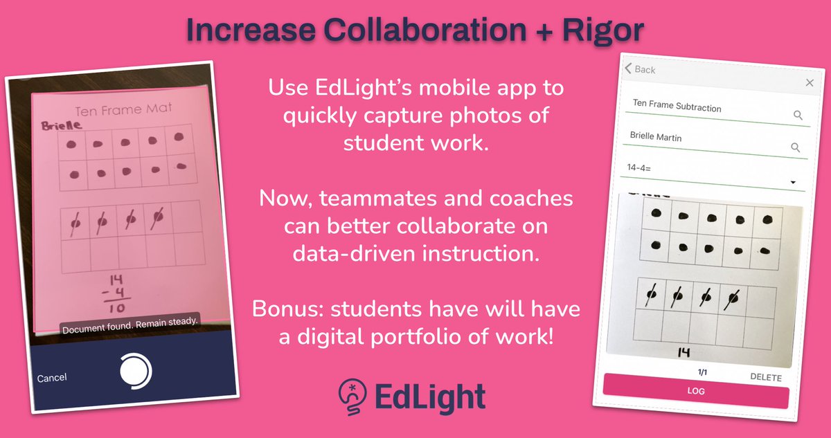 EdLightPBC's tweet image. What’s easier than filing piles of paper that no one will ever see? A mobile app that allows for quick uploads for all stakeholders to see student work! #edlight
