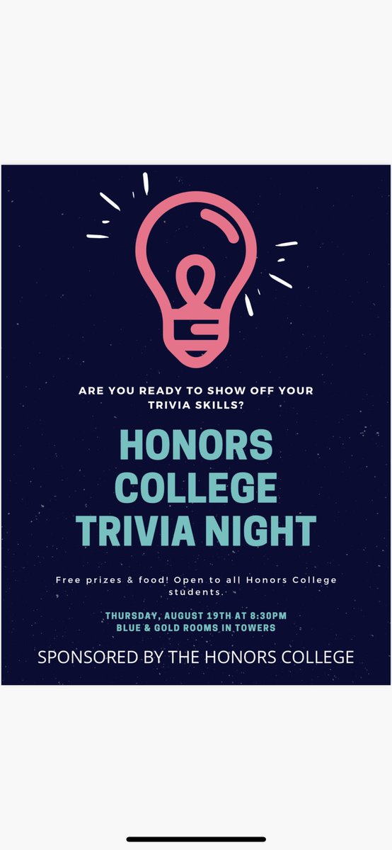 Who’s ready for some TRIVIA?! Honors Trivia Night is TONIGHT at 8:30pm in the Towers Blue and Gold Rooms! We can’t wait to see you there! 💛💙#HonorsStrong #WVU #WVU25 #Trivia <a href="/WVUHonorsLLC/">WVUHonorsLLC</a> @HonorsCollege <a href="/AspireWVU/">WVU ASPIRE Office</a>