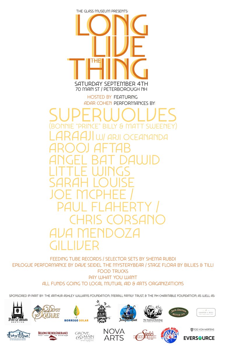 Hey, this show is going to rule. Make a donation to ensure your spot! Masks are encouraged outside, and if it rains and is inside, masks will be required.

tix: thethinginthespring.com