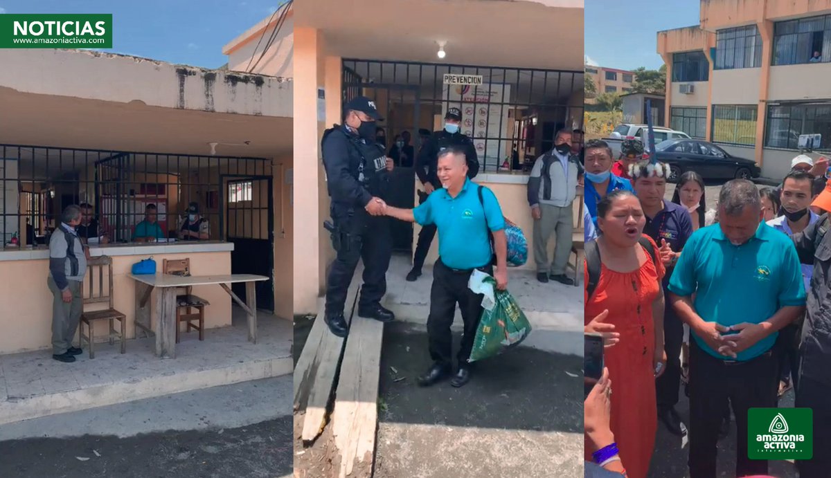 Amazoniactiva's tweet photo. [AL INSTANTE] 
#Amazoniactiva Antonio Vargas salió libre el día de hoy, el Presidente de los pueblos Kichwas dejo la prisión en #Macas
#COMPARTIR 👇 https://t.co/jTzawSGgtO