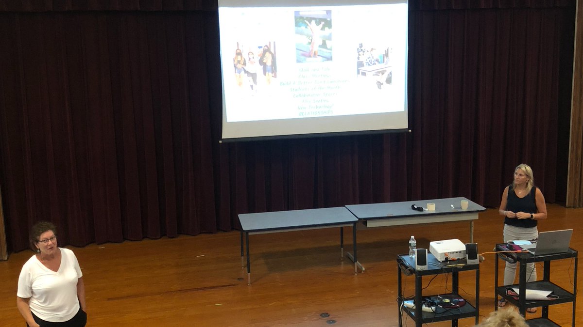 Gearing up for the start of the new school year Dr. Monette & Mrs. Dobek welcomed students and their families to @PaulRBairdMS this morning. They met in the auditorium for an overview presentation & the opportunity for self guided tours of the building. #WeAreBaird