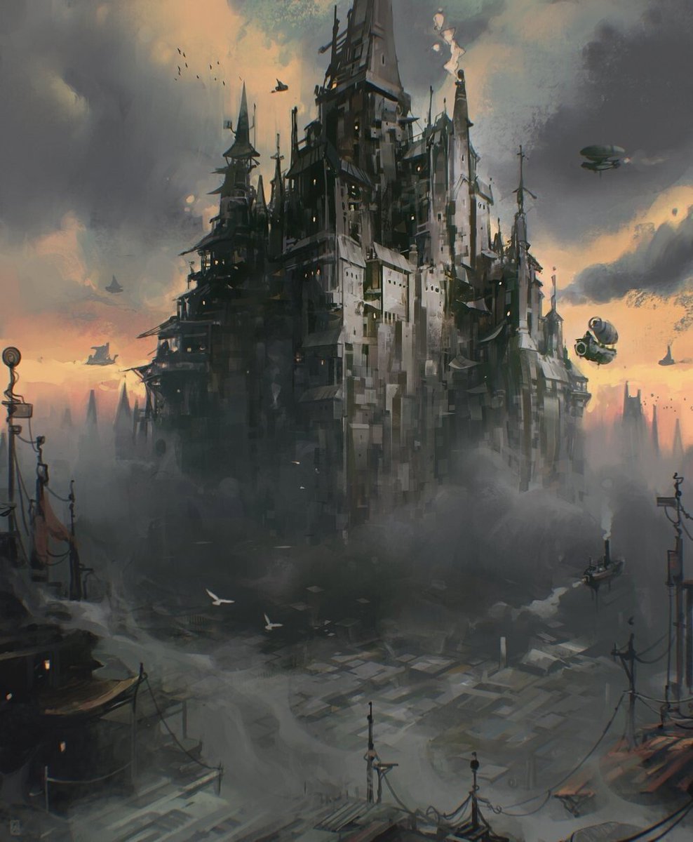 Steampunk_T's tweet photo. Steampunk City V2 by Reza Afshar https://t.co/ZE3YT545kW