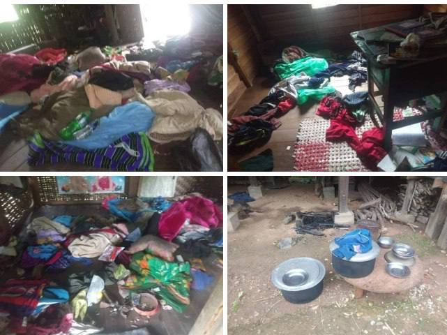 SAC raided civilians’ houses in Htonekein village, Mindat Tsp &amp; destroyed properties, looted cash &amp; valuables while villagers are fleeing to avoid SAC’s heavy artillery shells. #WhereIsTheBurmaBill #Aug19Coup  #WhatsHappeningInMyanmar