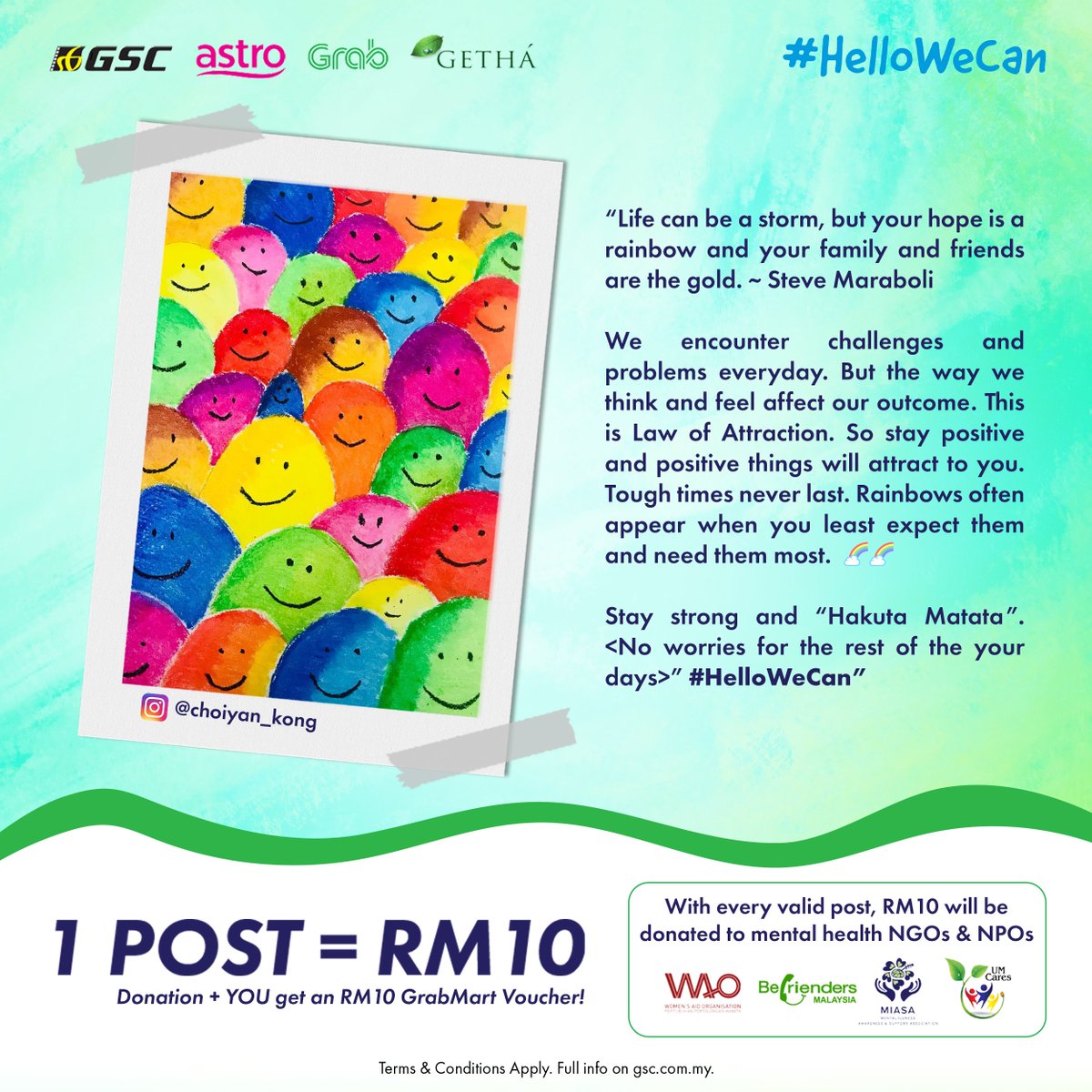 GSCinemas's tweet photo. One of the post from our lovely follower for #HelloWeCan. Have you posted yours? One post with hashtag = RM10. 💛

You can also QT this with hashtag #HelloWeCan and we will also donate RM10 for each QT! https://t.co/XbsmxL2NnW