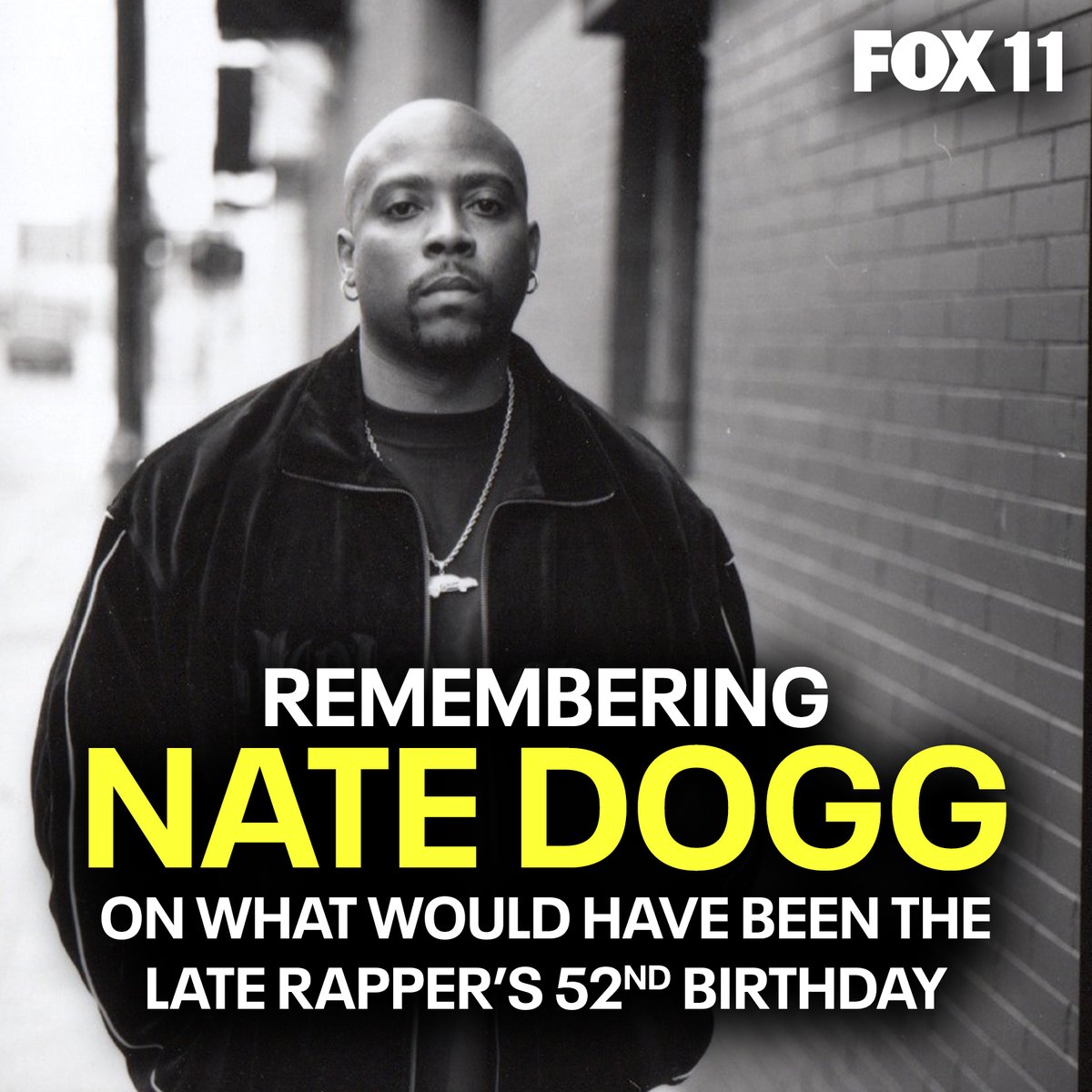 FOXLA's tweet photo. IN REMEMBRANCE: Today we remember Nate Dogg, born Nathaniel Dwayne Hale,  whose iconic voice was featured in some of hip-hop greatest hits. The rapper, singer, and songwriter would have turned 52 today. https://t.co/W8KbzKXkcT