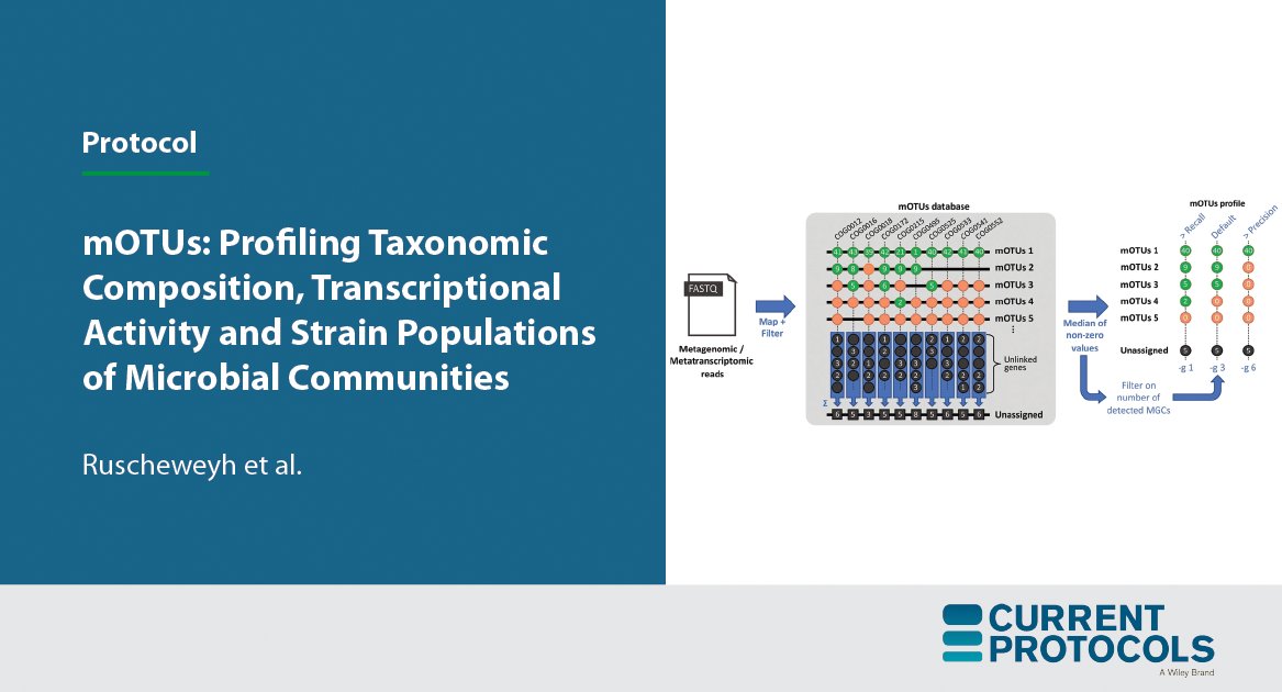 Current Protocols (@curr_protocols) on Twitter photo mOTUs enables the profiling of microbial community samples using shotgun sequencing data.
Here, <a href="/SunagawaLab/">Microbiome Research</a> et al describe protocols for main routines of mOTUs, namely metagenomic & metatranscriptomic community profiling and #metagenomic SNV profiling.
bit.ly/3kaVXQq mOTUs enables the profiling of microbial community samples using shotgun sequencing data.
Here, <a href="/SunagawaLab/">Microbiome Research</a> et al describe protocols for main routines of mOTUs, namely metagenomic & metatranscriptomic community profiling and #metagenomic SNV profiling.
bit.ly/3kaVXQq