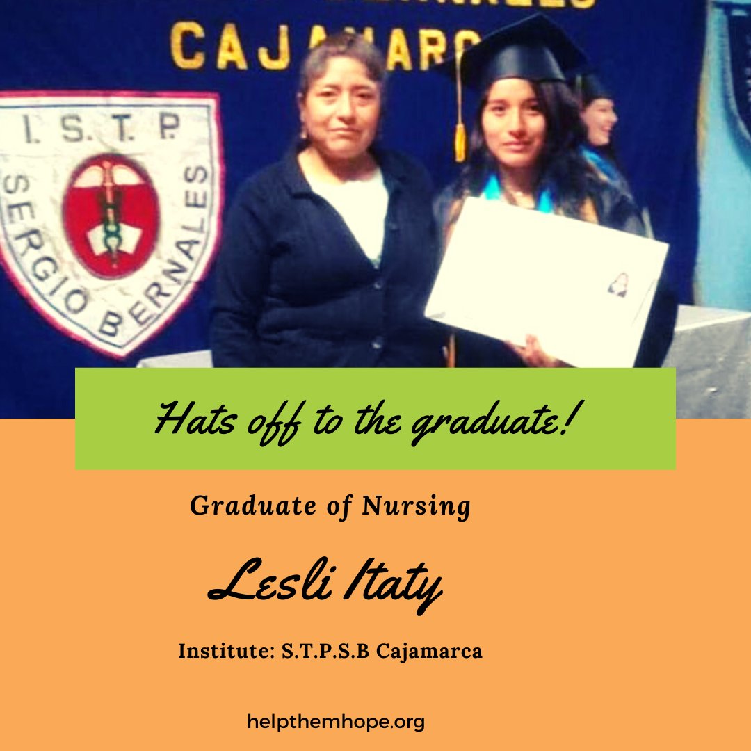 HelpThemHope's tweet image. Lesli studied Nursing at Sergio Bernales Private Higher Technical Institute of Cajamarca. Currently,she is working as a support staff. 👩🏻‍⚕️ Lesli is doing very well and enjoys it.